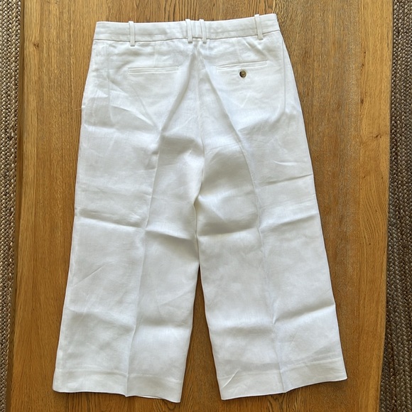 J.crew white linen wide leg cropped trousers. - Picture 4 of 7